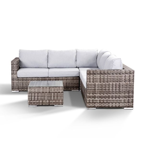 Colette Grey Rattan Corner sofa with coffee table