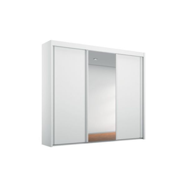 Rauch Imperial Alpine White & Mirror 3 Door Sliding Wardrobe - Height 197CM