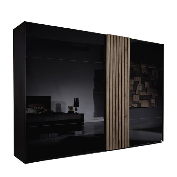 Rauch Tegio Black Glass Front Sliding Door Premium Quality Wardrobe