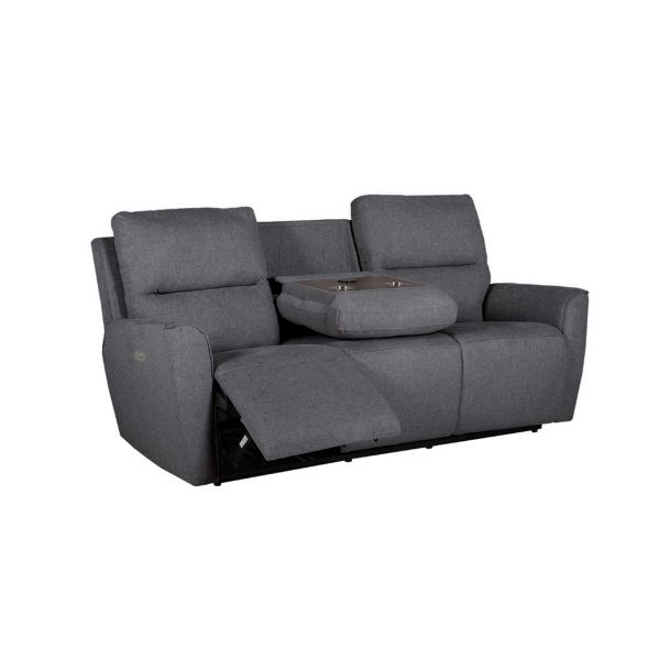 Cyrus 3 Seater Charcoal Fabric Electric Recliner Sofa With Charging Consoles