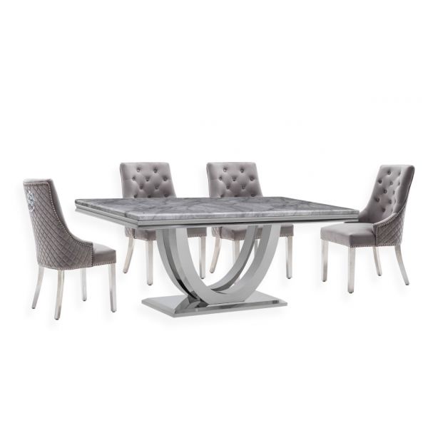 Denver 1.8 Grey dining Table with Chelsea Chairs