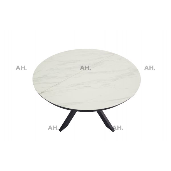 Alvaro White Marble Ceramic Pop Up Extending Dining Table