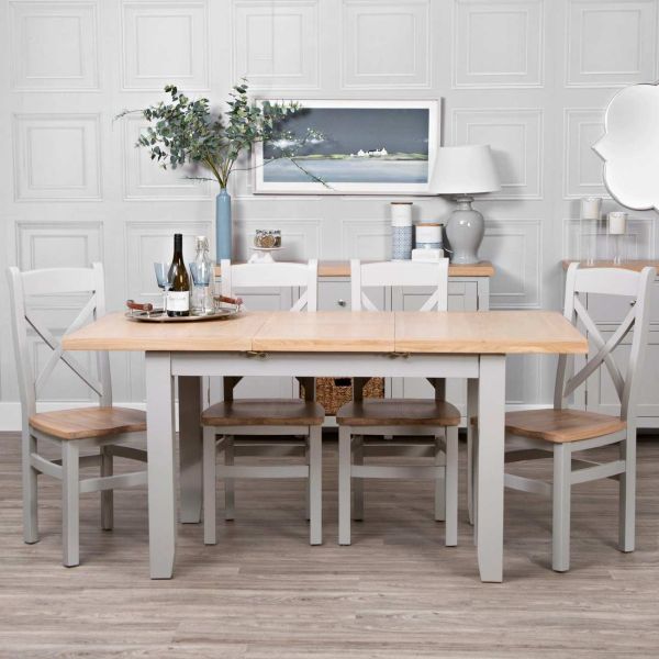 Eastwood EA 1.2m Grey butterfly extending table Dining  With 4 Chairs