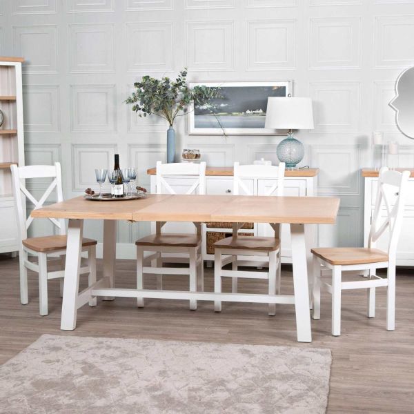 Kettle Interiors Eaton Eastwood White Painted Oak 1.8m Butterfly Extending Dining Table