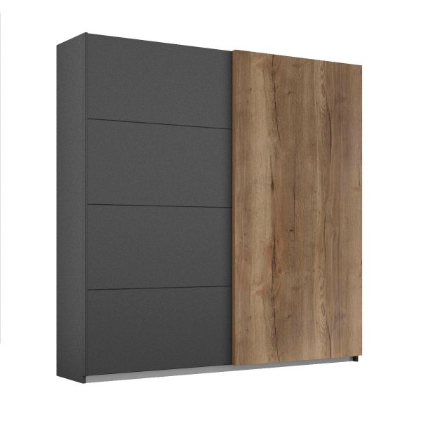 Rauch Halifax Sliding Door 1.8M Metallic Grey and oak sliding door wardrobe 