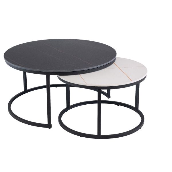 Ferra Round Coffee Table Set - Black/White