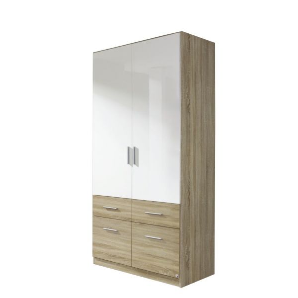 Rauch Celle Extra 2 Doors 4 Drawers High Gloss Hinged Wardrobe 