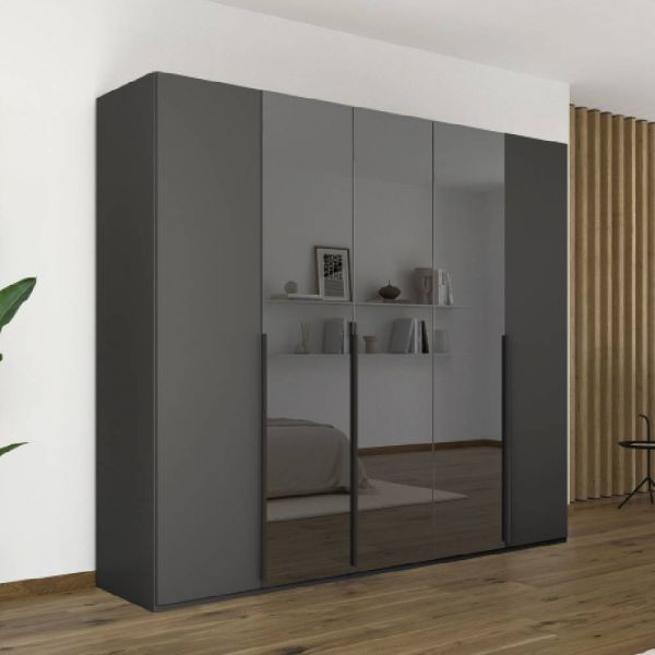 Rauch Paola 5 Hinged Door Wardrobe With Grey Mirrored Middle Doors