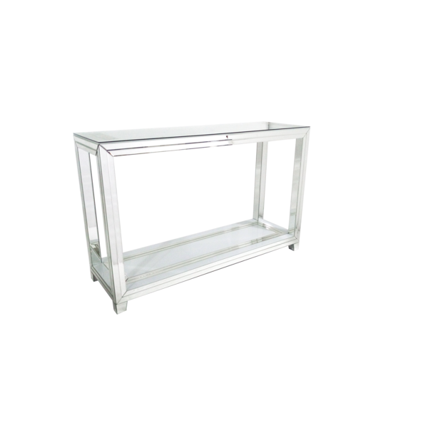 JH18-36 Bianco - White Glass & Mirrored Console Table