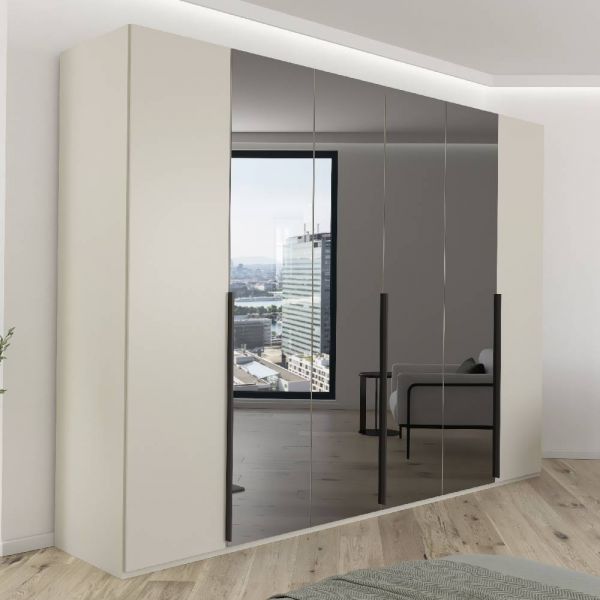 Rauch Paola 6 Hinged Door Wardrobe With Grey Mirrored Middle Doors