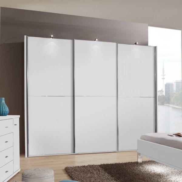 Wiemann Miami Sliding 3 Door White Wardrobe Available in 4 Width Size 225, 250, 280 and 300 CM