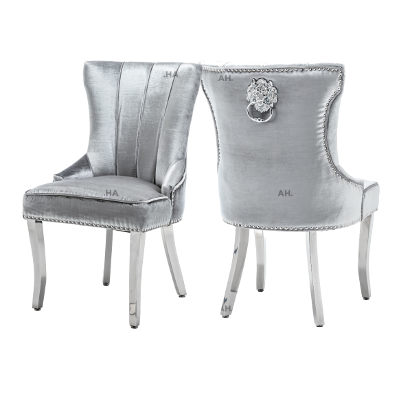 Monticarlo Lion Knockerback Shimmer Velvet Dining Chairs