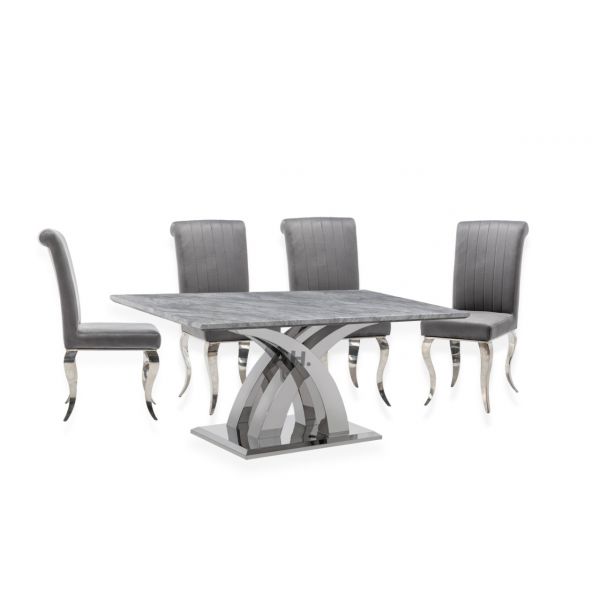 Olympia Grey dining table with liyana chairs