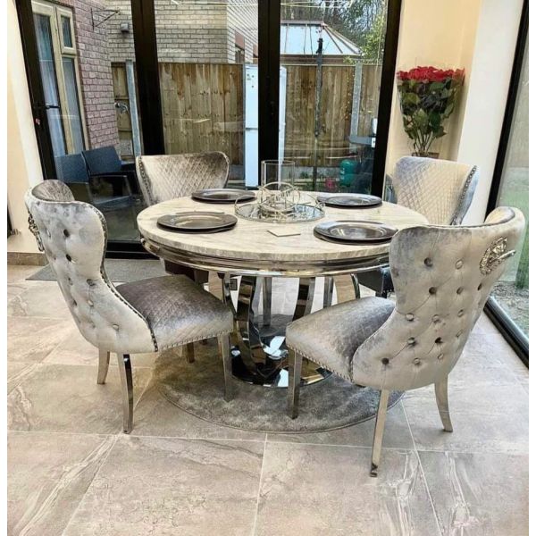 Oracle Light Grey Marble Top Dining Table 