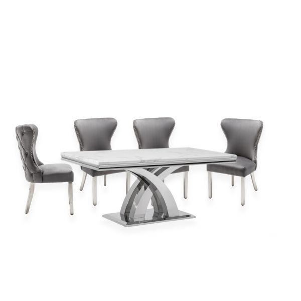 Ottavia White dining table with florence chairs