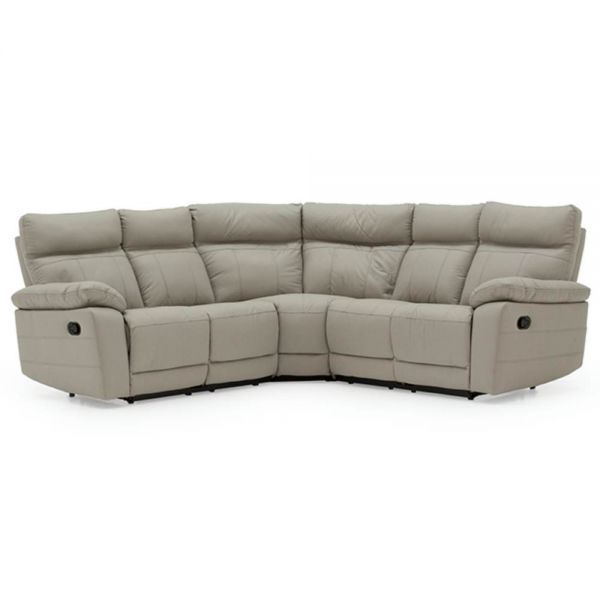 Vida Living Positan Light grey leather recliner corner sofa