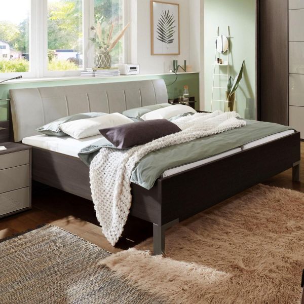 Wiemann quito Mocca Oak And Pebble Grey Faux Leather Bed