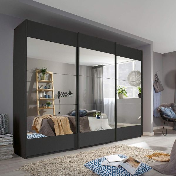 Rauch malibu 3 door sliding wardrobe with metallic grey front