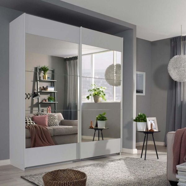 Rauch Malibu Silk grey 2 door sliding wardrobe with mirror