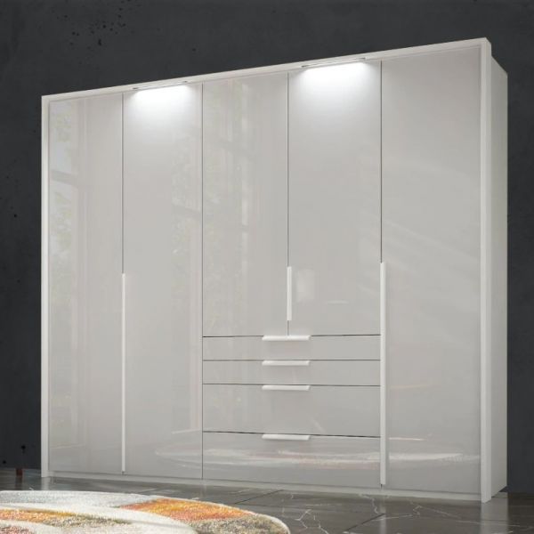 Rauch Purisma 5 Door Combi White Glass front wardrobe
