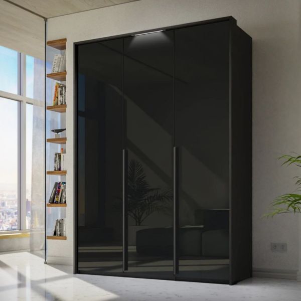 Rauch Purisma 150cm 3 Door hinged glass front Wardrobe with long  door handles 