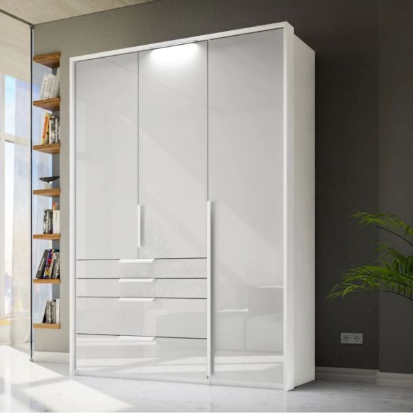 Rauch purisma 3 door wardrobe with drawers and glass front