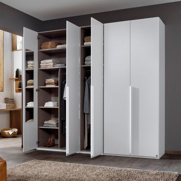 Rauch Purisma 5 Door Hinged White wardrobe with long door handles and premium interior package