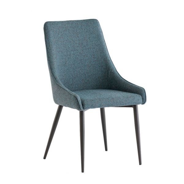 4 x Rimini Fabric Dining Chairs - Teal/Grey Fabric
