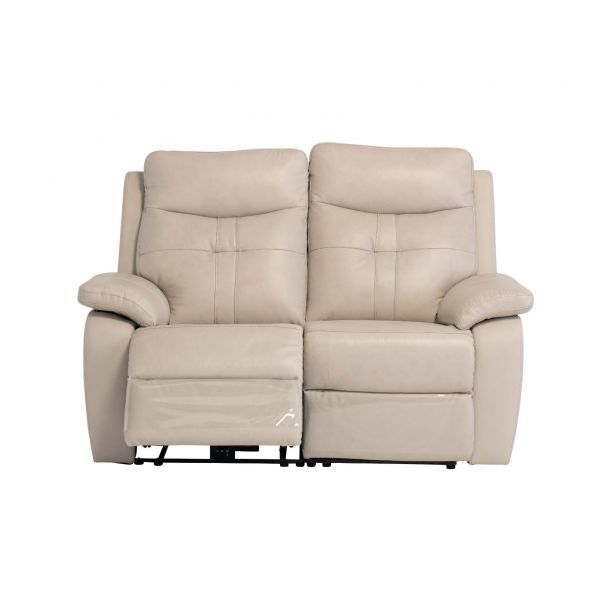 Chicago 2 Seater Light Stone Leather Power Recliner Sofa
