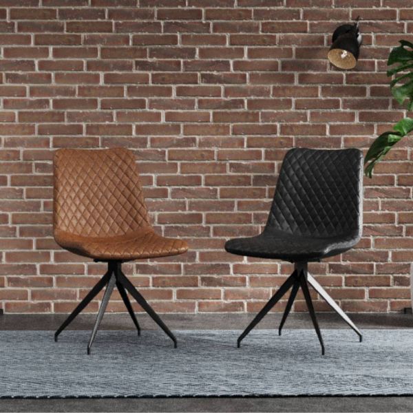 Veridian PU Leather Dining Chair with Black Metal Legs