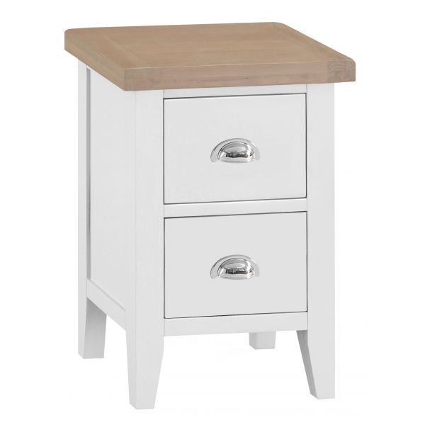 Kettle Interiors TT Telford Lime washed Oak White Painted Small Bedside Table