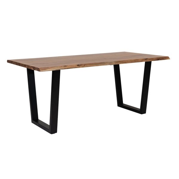 Live Edge Solid Wooden Dining Table With Black Base