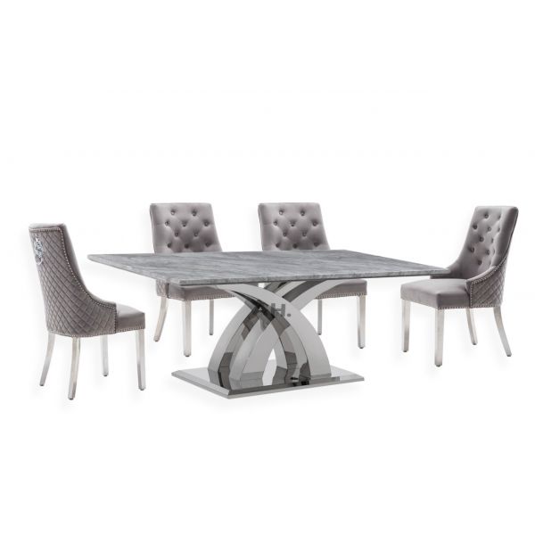 Olympia Grey Dining Table with chelsea chairs