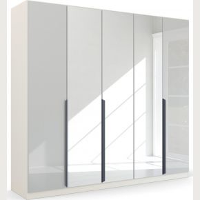 Rauch 5 Door White Glass With Mirror Wardrobe