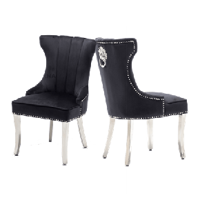 Monti Black Lion Knockerback Plush Velvet Dining Chairs
Black Plush Velvet Lion Knocker back dining chairs