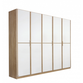 Rauch Essensa Sonoma Oak and White 5-Door Hinged Wardrobe W226 cm 