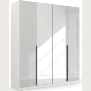 Rauch Modern 4 Door White Glass With Mirror Wardrobe