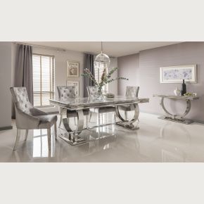 Vida Living Arianna Grey Marble Top Dining Table Set