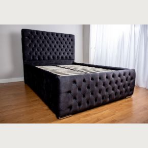 Horizon Deep Storage Velvet Fabric Upholstered Bed Frame