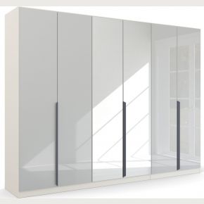 Rauch Quadra modern 6 door white glass with mirror wardrobe