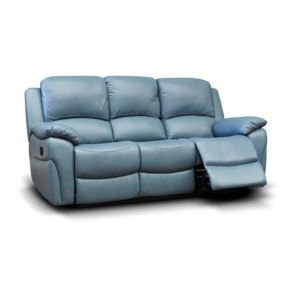 Serena Leather Sky Blue 3 seater Recliner Sofa
