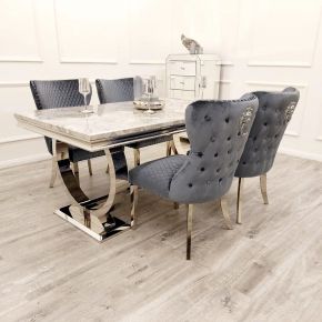 Arianna grey marble dining table with chelsea chairs