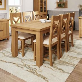 Kettle Interiors CO-17BET Rustic Oak 6 Seater Extending Dining Table