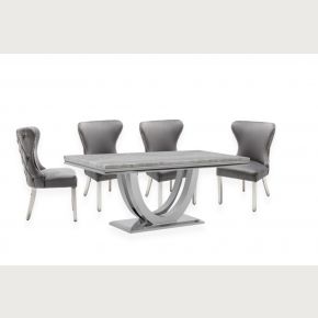 DENVER 1.8M VENICE GREY MARBLE TOP DINING TABLE WITH FLORENCE CHAIRS