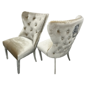 Lewis Mink Lion Knockerback Plush Velvet Dining Chairs