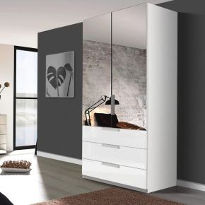 Rauch miramar 2 door hinged wardrobe with drawers in mirror and glass front