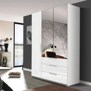 Rauch miramar 3 door hinged wardrobe with drawers and comes with mirror and white glass front
