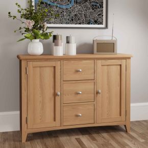 Grasmere Solid Wood Light Oak GAO-LS LArge sideboard with 3 drawers and 2 doors 