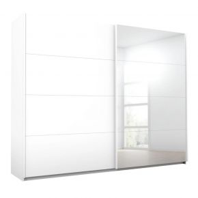 Rauch White Lima 271cm 2 Door Sliding Wardrobe with 1 Decor Door and 1 Mirror Door