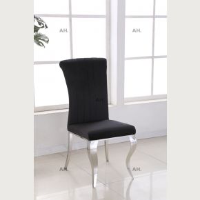 Liyana Black Dining Chairs Chrome Carved Legs